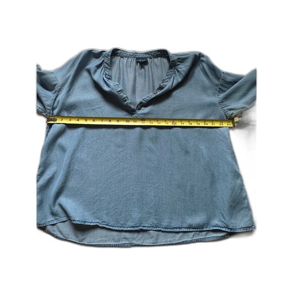 J. Jill Denim V-Neck 3/4 Sleeve Pullover Blouse - Picture 6 of 8